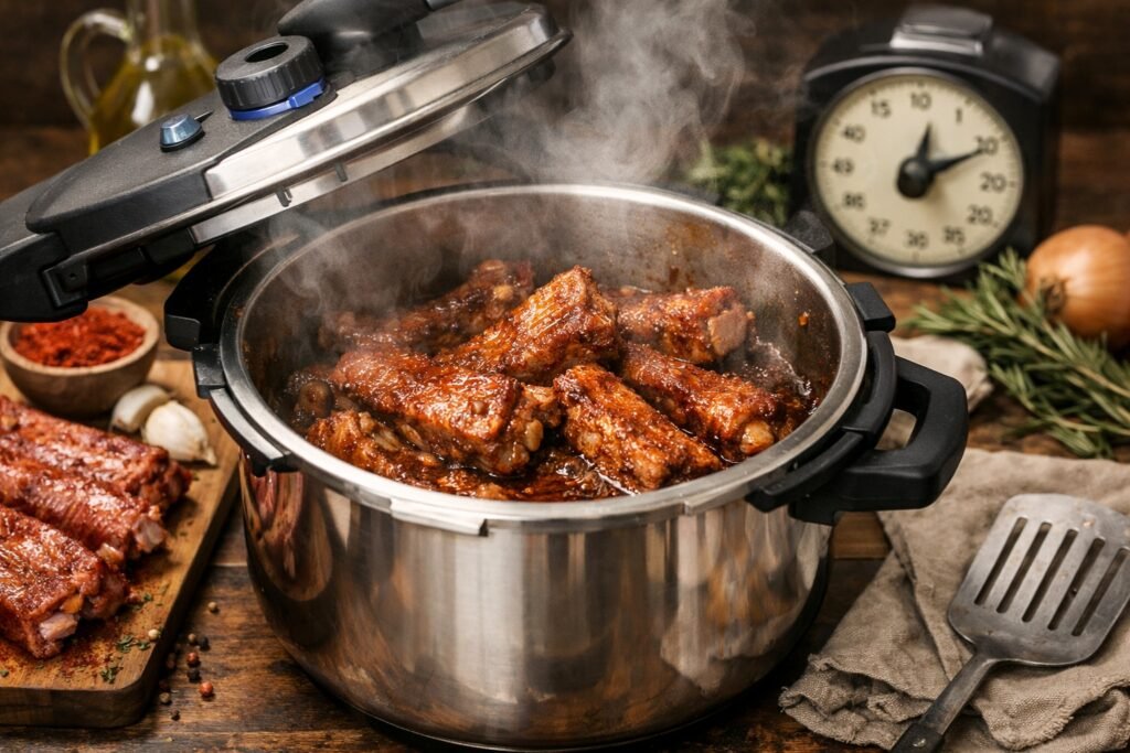Tiempo de cocción de costillas adobadas en olla rápida