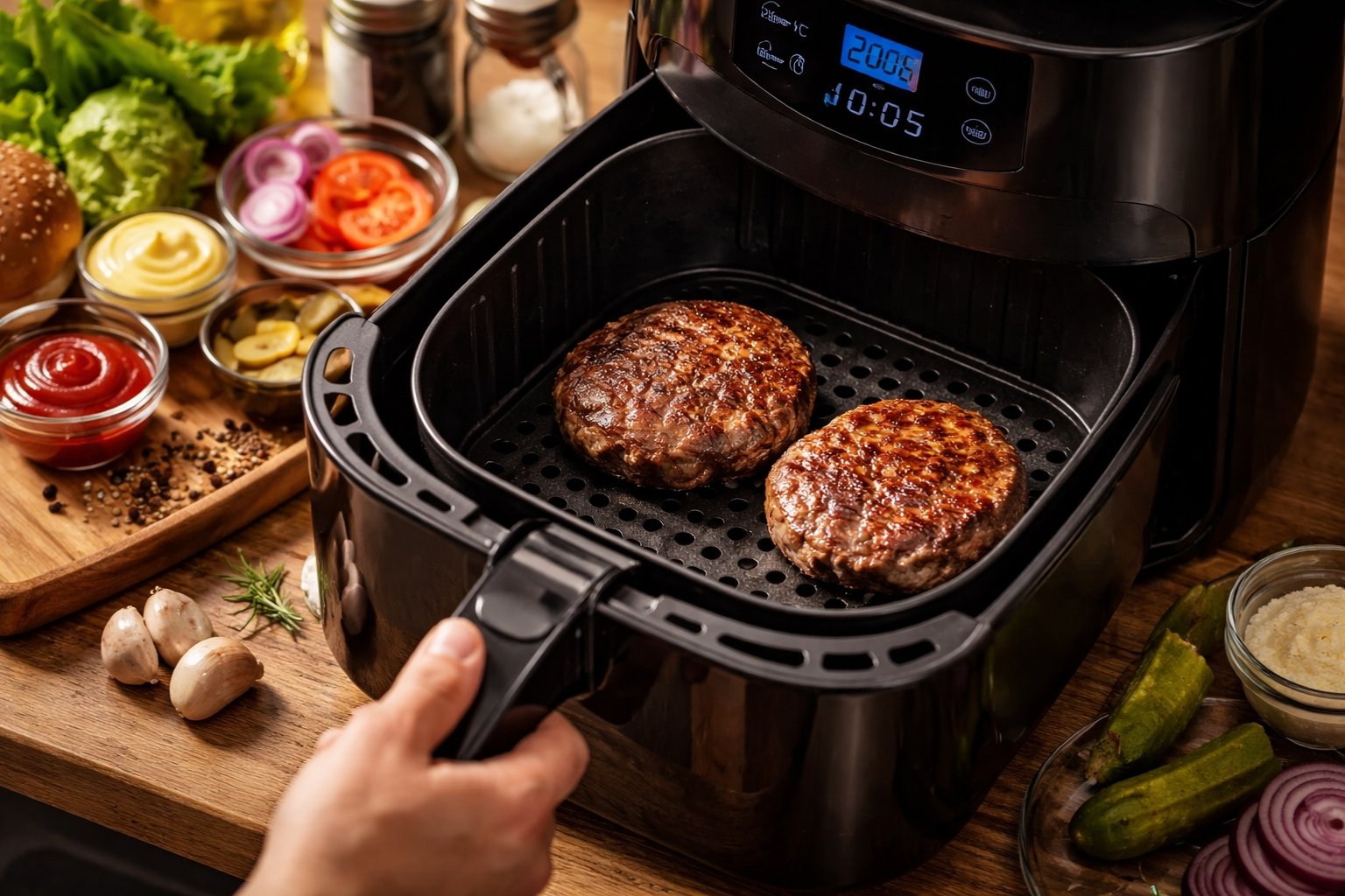 Tiempo de cocción de hamburguesa en freidora de aire