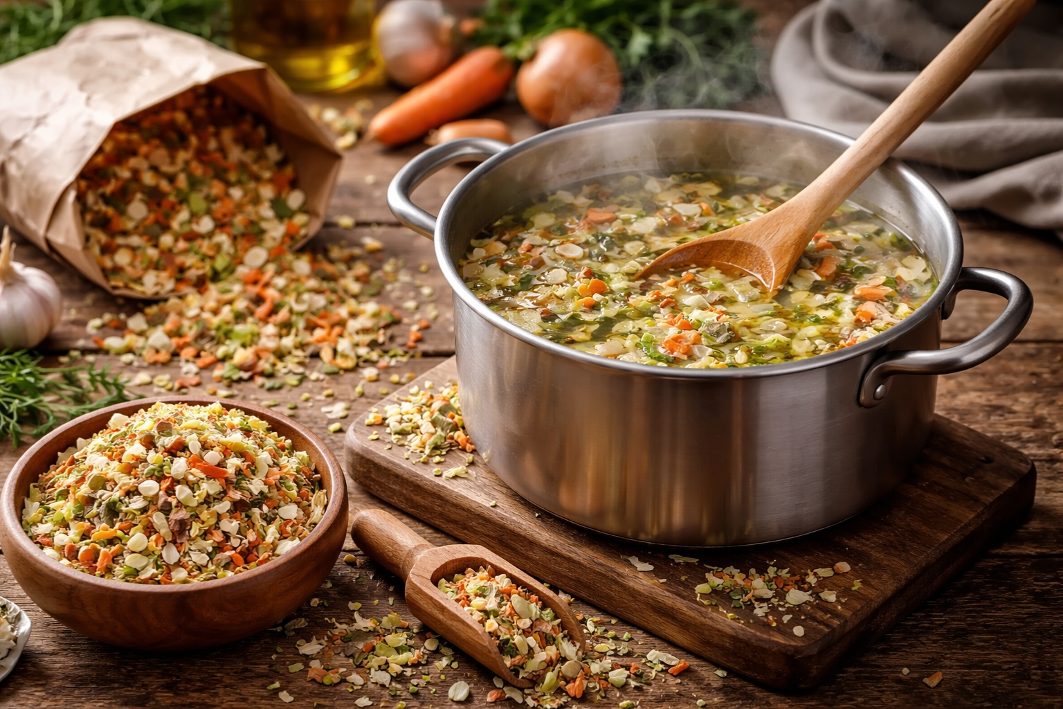 Tiempo de cocción de la sopa juliana deshidratada