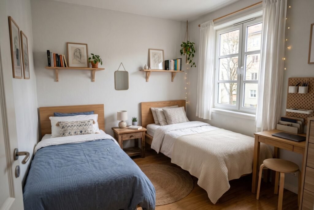 Cómo poner dos camas en una habitación pequeña
